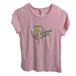 Y2K Pink Tinkerbell Glamour Girl Baby Tee Jrs Large Rhinestone Cotton Disney